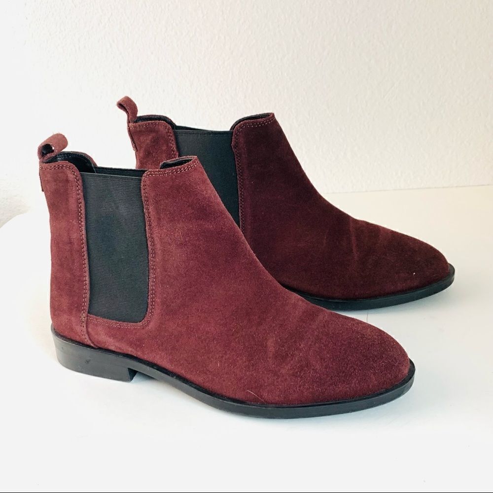 ASOS Burgundy Suede Slip On Boots‎